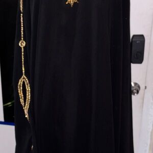Ami Black Maxi Kaftan with Gold Accents
